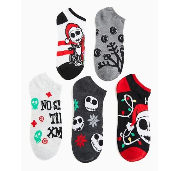 TORRID DISNEY THE NIGHTMARE BEFORE CHRISTMAS HOLIDAY SOCKS PACK - PACK OF 5 - Picture 2 of 2